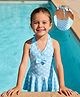 Mark & Mia Sleeveless Frock Swimsuit with Bow Applique & Polka Dot Print - Light Blue