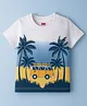 Babyhug Cotton Knit Half Sleeves T-Shirt with Vehicle & Beach Theme Print - White