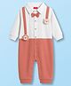 Babyhug 100% Cotton Knit Full Sleeves Romper With Animal & Bow Applique - Brown