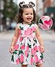 Mark & Mia Half Sleeves Floral Printed Frock With Belt - Pink