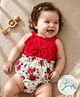 Mark & Mia Sleeveless Onesie with Bow Applique & Floral Print - Red