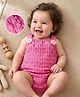 Mark & Mia Sleeveless Onesie with Floral Applique - Fuchsia