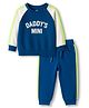 Doodle Poodle 100% Cotton Single Jersey Knit Full Raglan Sleeves T-Shirt & Lounge Pant Set With Text Print - Navy Blue