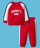 Doodle Poodle 100% Cotton Single Jersey Knit Full Raglan Sleeves T-Shirt & Lounge Pant Set With Text Print - Red