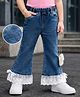 Mark & Mia Cotton Lycra Denim Full Length Flared Jeans With Lace Detailing - Blue