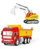 Lumo Brilliant Toys  Toy & Excavator Toy - 2 in 1 Dumper Truck and Excavator Toys for Kids, Friction Power Toy Trucks for 3+ Years Old Boys and Girls, Light & Sound Toy for Kids