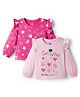Doodle Poodle 100% Cotton Knit Full Sleeves Tops with Crown & Star Print Pack of 2 - Dark & Light Pink