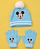 Yellow Bee Woollen Woven Disney Mickey Mouse & Friends Featuring Minnie Mouse Printed Cap With Gloves - Blue