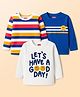 Babyhug 100 % Cotton Knit Full Sleeves T-Shirt with Stripes & Lets Have A Good Day Text Print Pack of 3 - Red White & Blue