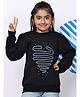 BaawRi Fleece Knit Full Sleeves Thread Work Embroidered Winter Sweatshirt - Black