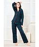 Piu Knitted Knit Full Sleeves Checked Coordinating Night Suit Set - Blue