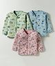 CUCUMBER Interlock Knit Full Sleeves Jhablas With Vehicle Print Pack Of 3 - Pink Green & Blue
