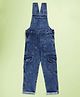 Kiddopanti Denim Woven Sleeveless Solid Dungaree  - Blue