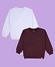 Kiddopanti Fleece Knit Pack Of 2 Full Sleeves Solid Light Winter Sweatshirt - Wine & White
