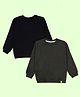 Kiddopanti Fleece Knit Pack Of 2 Full Sleeves Solid Light Winter Sweatshirt - Military Green & Black