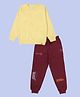 Kiddopanti Fleece Knit Full Sleeves Solid Winter Sweatshirt With Track Pants -  Pop Yellow & Maroon