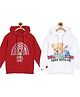 The Mom Store Cotton Knit Christmas Theme Pack Of 2 Full Sleeves Bear & Holly Jolly Text Printed Light Winterwear Hooded Sweatshirts - Multi Colour