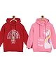 The Mom Store Cotton Knit Christmas Theme Pack Of 2 Full Sleeves Unicorn & Typography Printed Light Winterwear Hooded Sweatshirts - Multi Colour