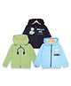 The Mom Store Cotton Knit Pack Of 3 Full Sleeves Animal & Typography Printed Light Winter Hooded Sweatjackets - Multi Colour