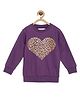 The Mom Store Cotton Knit Full Sleeves Heart Printed Light Winter Sweatshirt - Purple