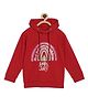 The Mom Store Christmas Theme Cotton Knit Full Sleeves Holly Jolly Text Printed Light Winter Hooded Sweatshirt - Red