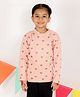 The Mom Store Cotton Knit Full Sleeves Hearts Printed Light Winter Sweatshirt - Pink