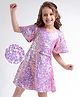 Hola Bonita Short Sleeves All Over Sequin  Party Dress With Belt- Pink