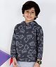 The Mom Store Cotton Knit Full Sleeves Bulldozer Printed Light Winter Hooded Sweatshirt - Grey