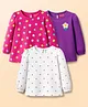Babyhug Cotton Knit Full Sleeves T-Shirts with Polka Dot & Floral Print Pack of 3 - Pink Purple & White