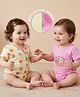 Babyoye 100% Cotton Woven With Eco Jiva Finish Half Sleeves Kitty Printed Onesies Packof 2 -  Yellow & Pink