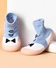 Cute Walk by Babyhug Slip on Sock Shoes with Bow Embroidery - Blue