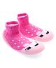 Cute Walk by Babyhug Sock Shoes with Bunny & Polka Dot Design - Fuchsia
