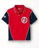 Pine Kids Marvel Terry Knit Half Sleeve Cut & Sew Polo T-Shirt with Avengers Graphic - Orange & Black