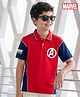 Pine Kids Marvel Terry Knit Half Sleeve Cut & Sew Polo T-Shirt with Avengers Graphic - Orange & Black