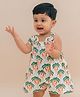 A Toddler Thing Mulmul Cotton Woven Sleeveless Bow Applique Detailed & Trees Printed Dress - Multi Colour