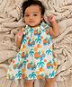 A Toddler Thing Mulmul Cotton Woven Sleeveless Bow Applique Detailed & Trees Printed Dress - Multi Color