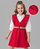 Hola Bonita Knit Solid Dress & Full Sleeves Inner Tee With Belt - Red & White