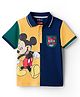 Babyhug Disney Single Jersey Knit Half Sleeves Cut & Sew Polo T-Shirt with Mickey Mouse Graphic - Multicolor