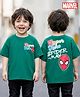 Babyhug Marvel Single Jersey Knit Drop Shoulder Half Sleeves Oversized T-Shirt with Front & Back Spiderman Graphic - Green