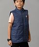 Under Fourteen Only  Sleeveless Tennis Ball Patch Detailed Padded Light Winter Jacket - Navy Blue
