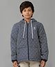 Under Fourteen Only Full Sleeves Geometric Printed Quilted Light Winter Hooded Jacket - Blue
