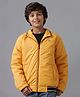 Under Fourteen Only Full Sleeves Leaves Printed Light Winter Jacket - Sun Orange