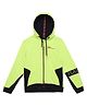 Under Fourteen Only Full Sleeves Colour Blocked Typography Printed Light Winter Hooded Sweatshirt - Green