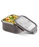 Jaypee Plus Ultima Microseal Square Shaped Inner Steel Microwave Safe Air Tight Container 400 ml | 100% Food Grade Spillproof Stainless Steel Container Lunch Box Mirror Grey