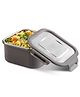 Jaypee Plus Ultima Microseal Square Shaped Inner Steel Microwave Safe Air Tight Container 800 ml | 100% Food Grade Spillproof Stainless Steel Container Lunch Box Mirror Grey