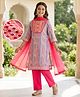 EARTHY TOUCH Cotton Woven Three Fourth Sleeves Kurta Salwar With Dupatta Set With Floral Print - Purple