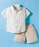 ToffyHouse Cotton Woven Half Sleeves Shirt & Shorts Set with Jungle Print - Khaki & White