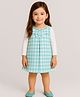 ShopperTree Cotton Blend Woven Checked Dress - Sea Green