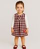 ShopperTree Cotton Blend Woven Full Sleeves Checked Dress - Maroon