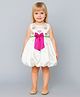 ShopperTree Satin Woven Sleeveless Floral Embroidered Bow Applique Detailed Balloon  Dress - Cream